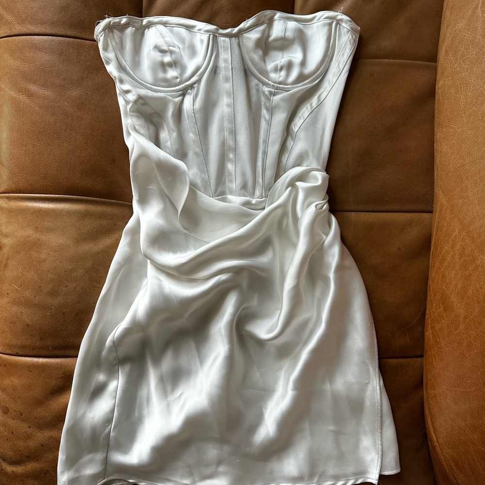 White satin corset mini dress